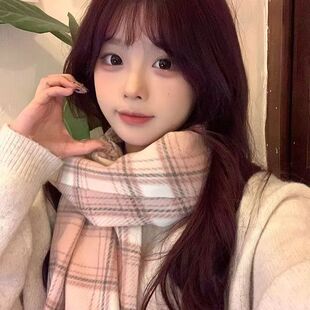 2025新款高级感仿羊绒格子围巾保暖秋冬韩系学生JK围脖情侣百搭