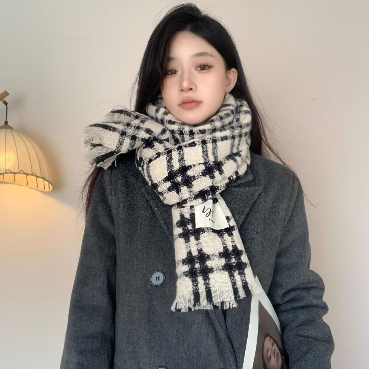 冬季2025新款格子围巾女秋韩系加厚英伦风披肩高级感氛围保暖围脖