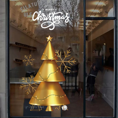 圣诞节树橱窗玻璃静电贴纸装饰