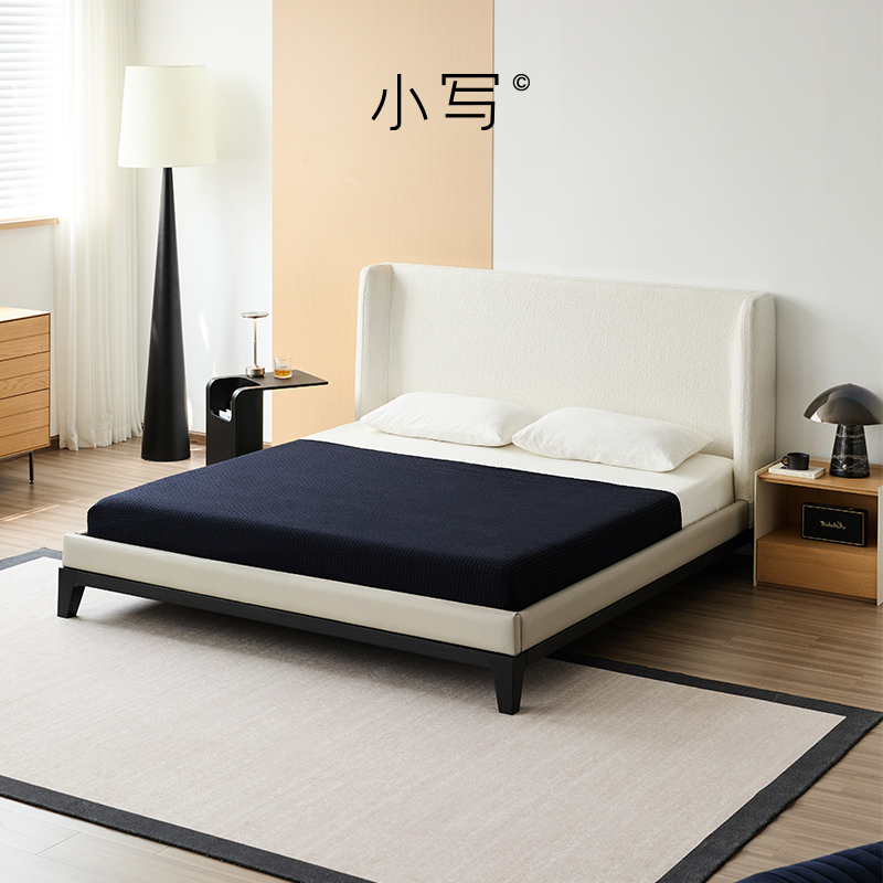 小写INNER北欧布艺床主卧大床奶油风可拆洗意式极简双人1.8软包床