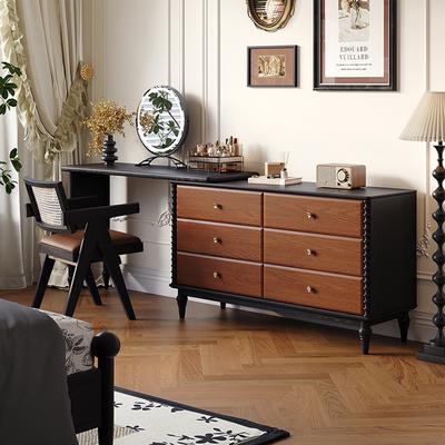 斗柜梳妆台一体卧室法式复古实木化妆桌床尾收纳柜化妆台转角书桌