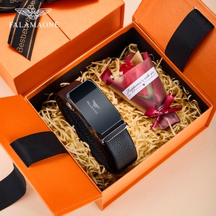 奢侈品牌法莱阿玛尼正品高档男士皮带真皮名牌腰带内扣送男生礼物