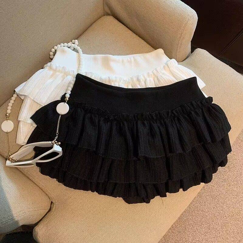 白色甜美蓬蓬蛋糕短裙女夏季新款150显高xs小个子百搭A字半身裙裤
