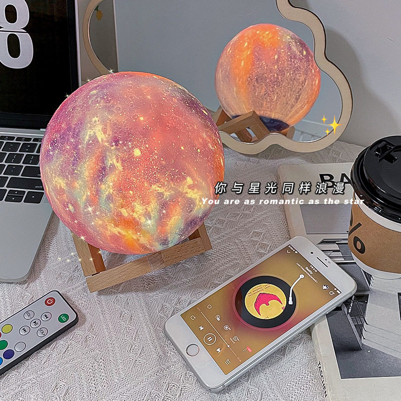 月球蓝牙音箱星空桌面创意礼品跨境爆款3D梦幻星球低音炮小音响