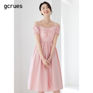 多巴胺gcruer粉色初恋连衣裙设计感2024夏季新款短袖中长款高腰