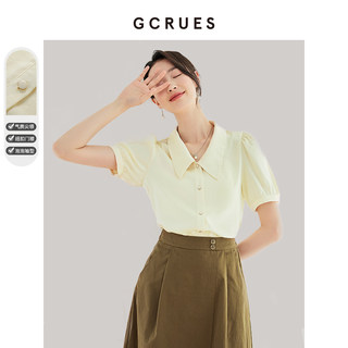 gcrues高级雪纺上衣短袖2024年新款法式夏季气质衬衫女小众设计感