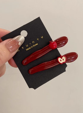 新款暗红可爱苹果发卡