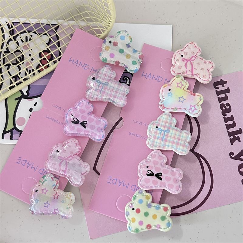 可爱透明甜美卡通奔跑兔发夹ins