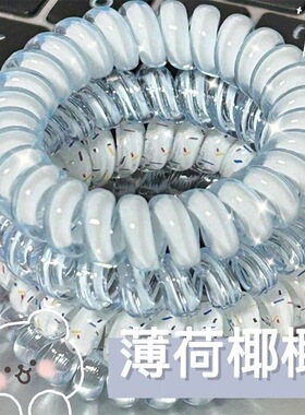 高品质葡萄椰椰波点电话线发圈清新百搭高弹力耐用无痕发绳女扎头