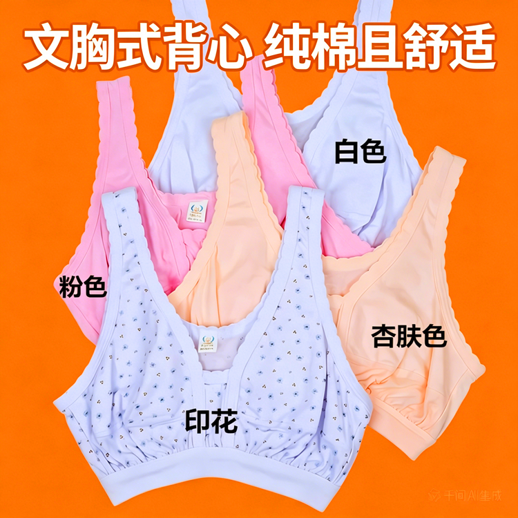 中老年纯棉无钢圈短款背心文胸