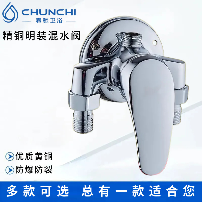 春驰洗澡花洒套装调温混水阀门老式明装明管挂墙式调节分水器配件