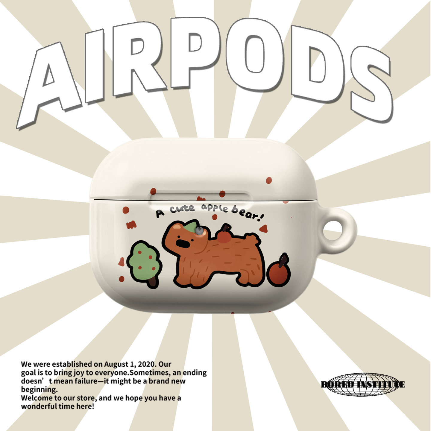 原创可爱波点小熊小众适用于airpods1/2苹果无线蓝牙耳机高级感简约韩国进口菲林保护套airpods pro2/3保护壳