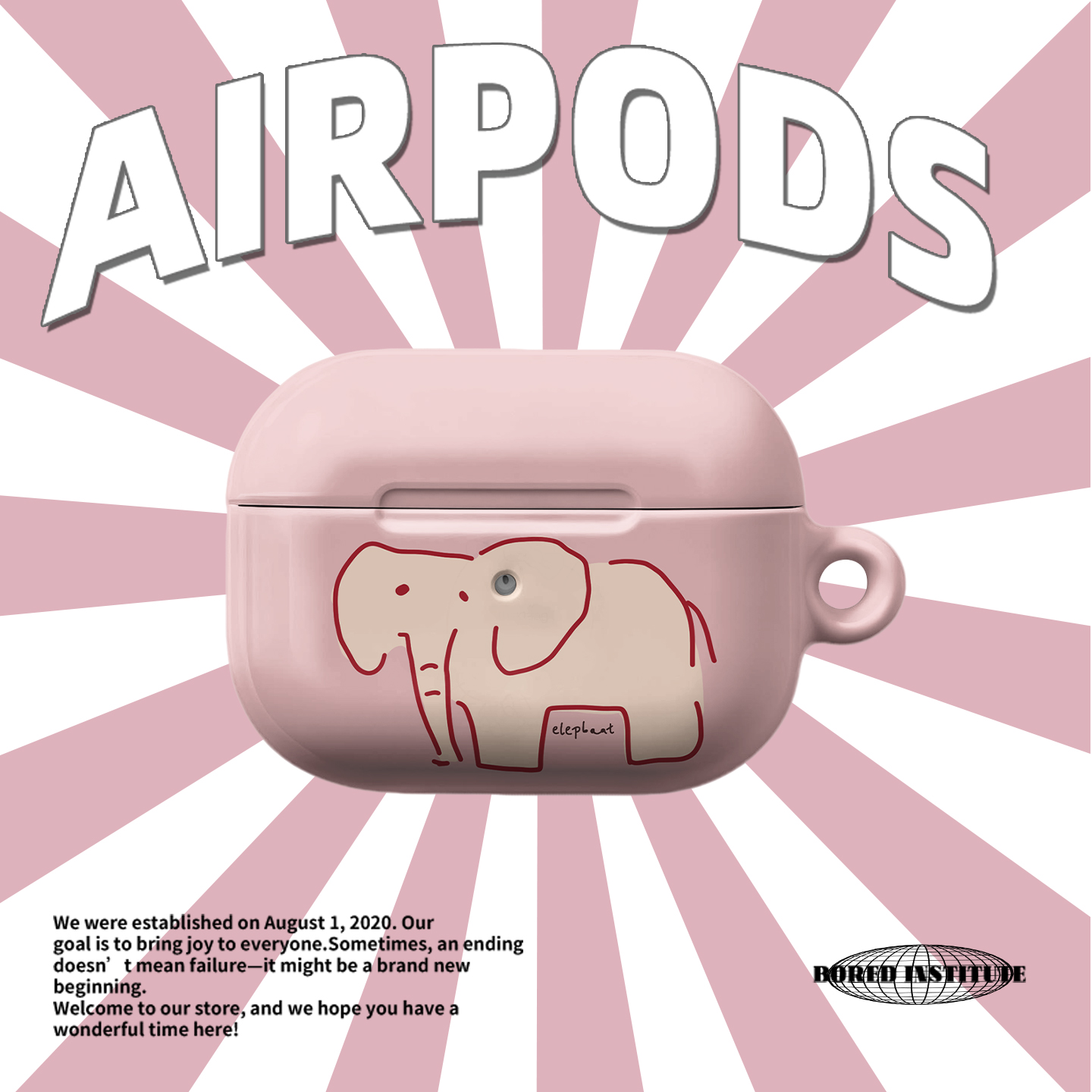 卡通可爱小象适用于airpods4/3苹果无线蓝牙耳机高级感简约韩国菲林保护套airpods4 pro2/1保护壳小众简约