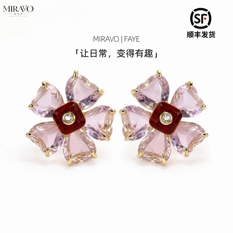 【教师节礼物】甜酷花朵水晶耳钉