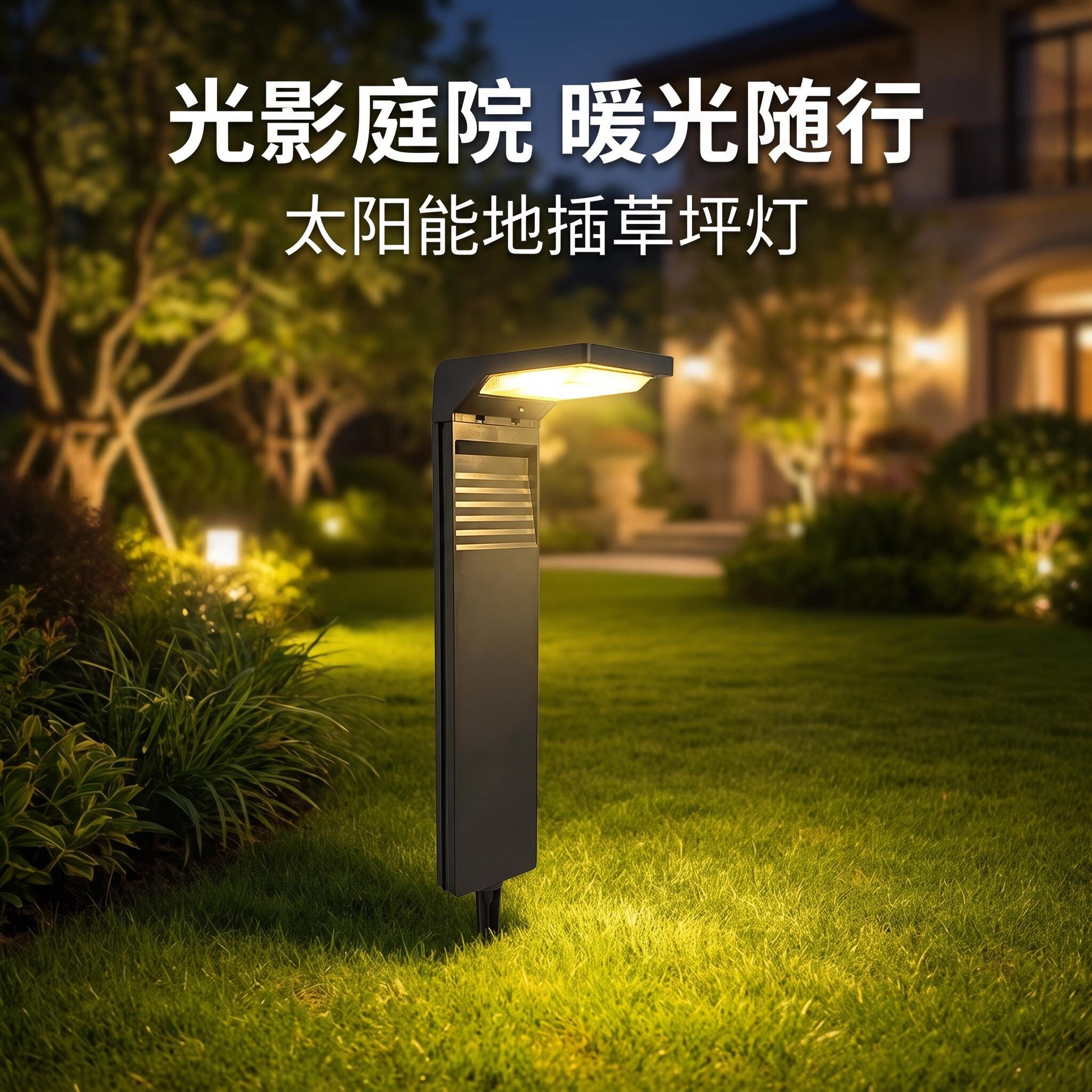 太阳能花园地插灯户外防水草坪灯天黑自动亮灯无需布线高端七字款