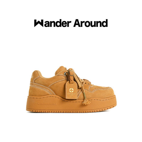 【明星同款】Wander around 复古棕色厚底增高休闲板鞋男女同款