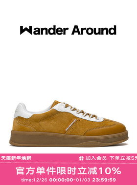 Wander around2025秋季新款中黄拼色厚底增高休闲鞋复古德训鞋女