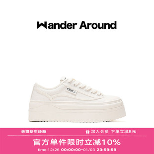 厚底增高6CM休闲百搭白色帆布鞋 薄款 女 around夏季 Wander