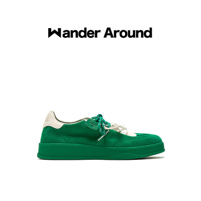 【明星同款】Wander around2025新款白绿休闲板鞋复古德训鞋女