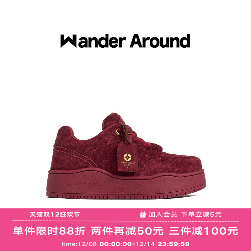 【明星同款】Wander around 安可拉红厚底增高低帮休闲板鞋女
