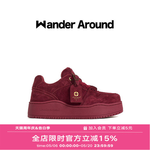 【明星同款】Wander around 安可拉红厚底增高低帮休闲板鞋女
