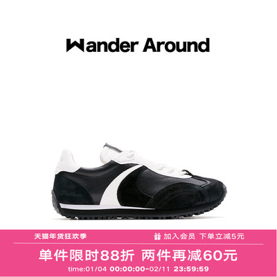 Wander around2025春夏新款LUNA系列黑白拼色阿甘休闲德训鞋女