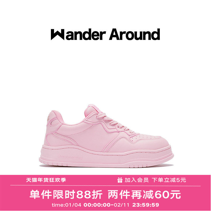 Wander around秋款花巷Flower Lane系列桃夭粉低帮平底休闲板鞋女,女鞋,时尚休闲鞋,淘宝优惠券,粉丝福利购,淘宝优惠卷
