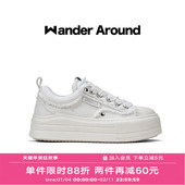 厚底增高破坏做旧休闲帆布鞋 Wander around漫行2026新款 女