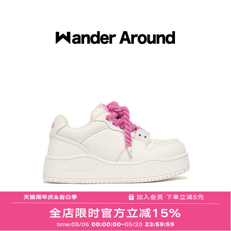 【杨超越同款】Wander around25年春款厚底增高休闲板鞋小白鞋女