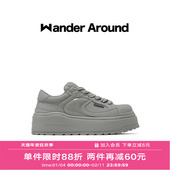 Wander 女 厚底增高灰色贝壳头休闲板鞋 around2025年春季 新款