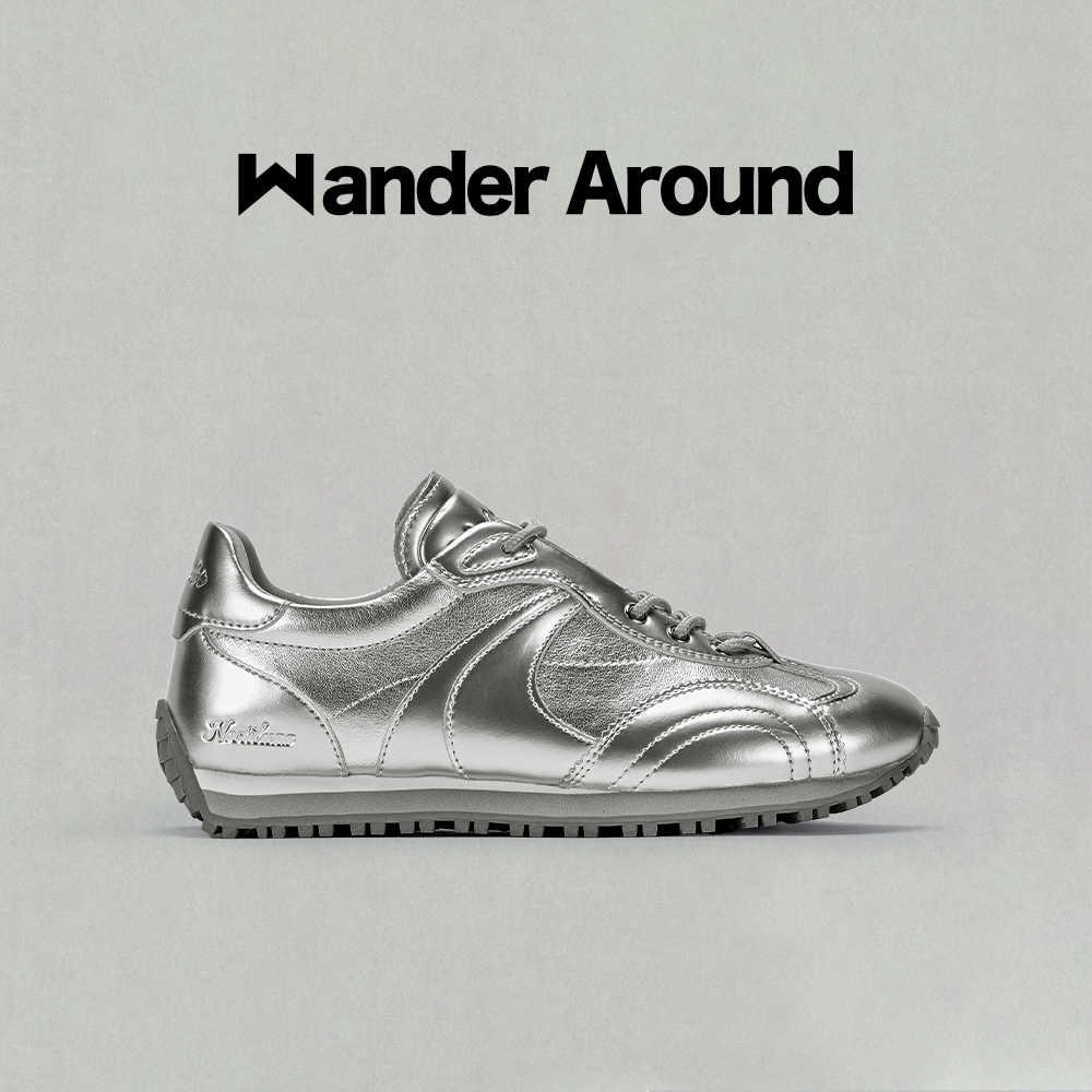Wander around漫行春秋款LUNA系列银色厚底阿甘鞋休闲德训鞋女图片