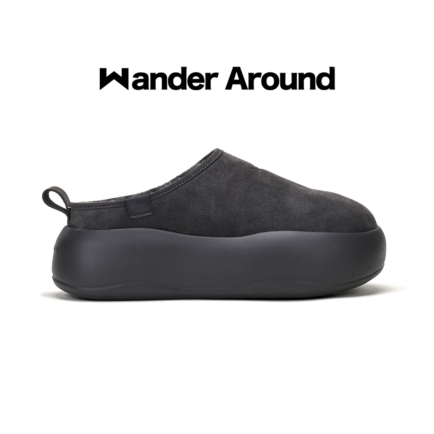 Wander around「小胖包」半拖保暖棉鞋厚底增高5cm短筒雪地靴