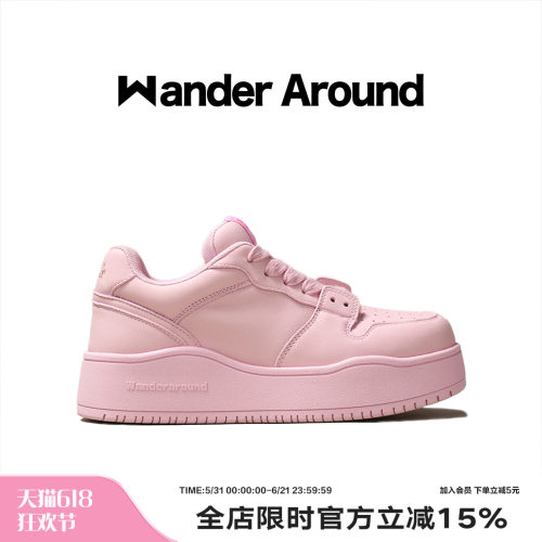 【汪苏泷同款】Wander around 春秋款仙女粉厚底增高休闲板鞋女
