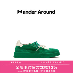 【明星同款】Wander around2025新款白绿休闲板鞋复古德训鞋女