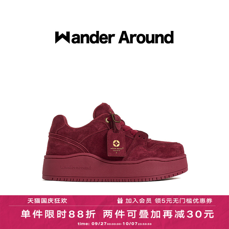 【明星同款】Wander around 安可拉红厚底增高低帮休闲板鞋女