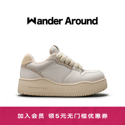 【敖子逸同款】Wander Around 秋冬加绒款灰色厚底增高休闲板鞋女