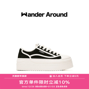 厚底增高6CM休闲百搭黑色帆布鞋 薄款 女 around夏季 Wander
