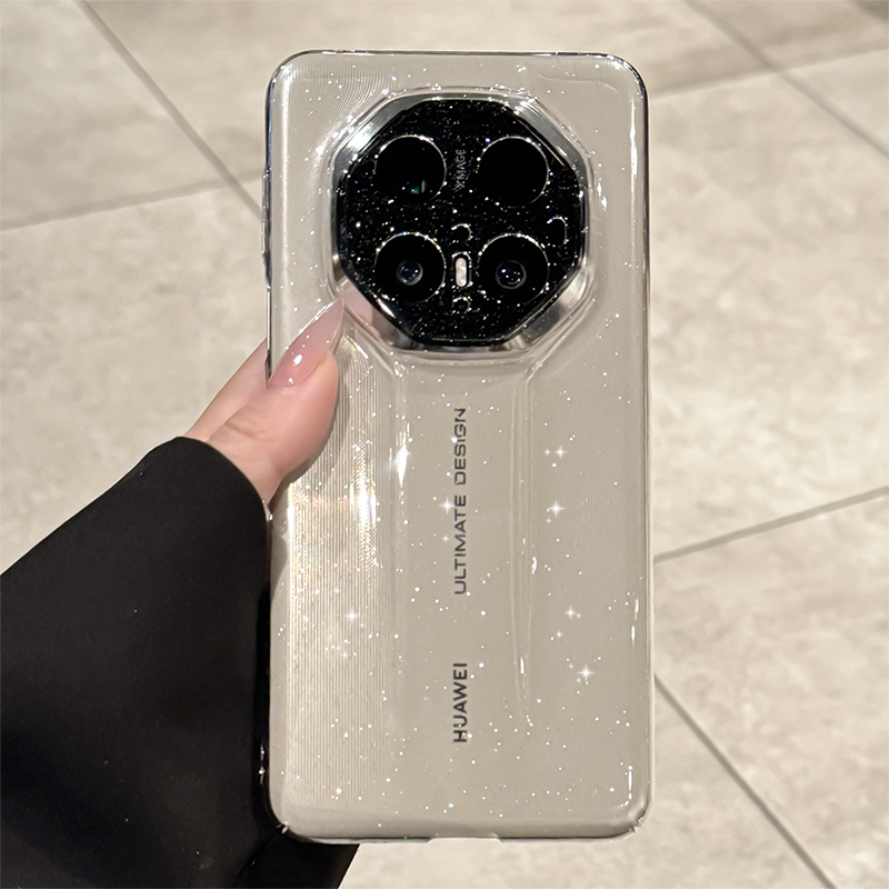 适用华为mate70rs透明闪粉外壳