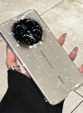 适用华为mate70rs非凡大师手机壳新款mate70高级感mate60pro镜头全包防摔+保时捷meta50透明mete40超薄闪粉女