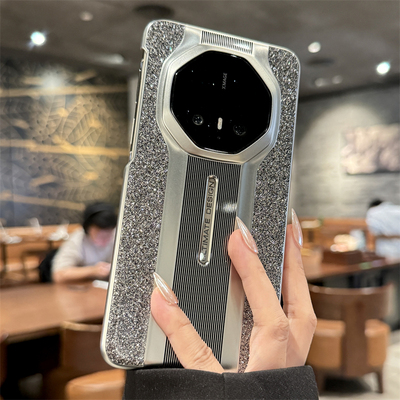 适用华为mate70rs银色闪粉手机壳