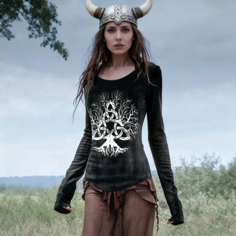 Ladies Viking Retro Tree of Life Celtic Knot 3D Printed Autu