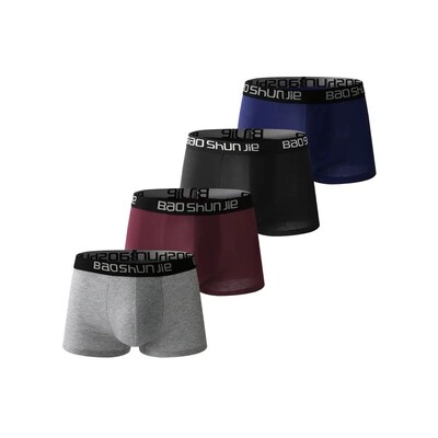 4pcs Men Underwear Cotton Men Boxer Shorts Medium Waist Brea