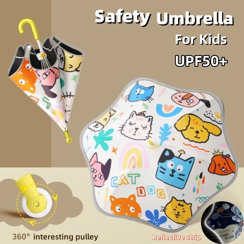 Safety Kids Umbrella With Reflective strip Cute Rounded Corn