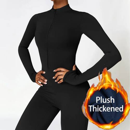Warm Plush Sports Jumpsuits Women's Tracksuit One-Piece Fitn