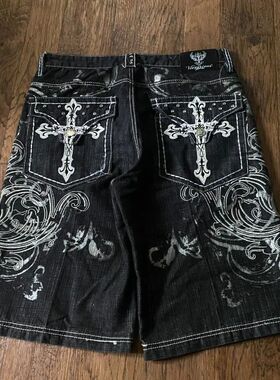 Y2K New American Fashion Pattern Letter Embroidery Baggy Den