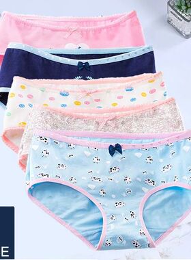 5Pcs Cotton Underwear Women's Panties Plus Size Briefs Girls