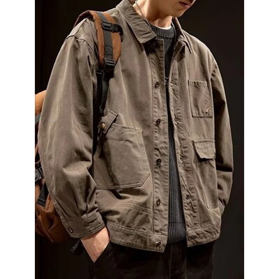 Retro Korean Sle Men's Denim Jaet Casual Spring Autumn Faion