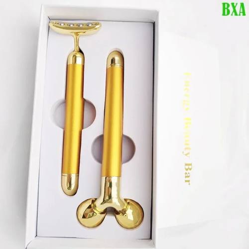 24KGlod Electric Face Massager 3D Roller 2 in 1 Face Pulse T