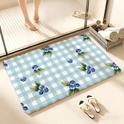 Blueberry Fruit Blue Floor Mat Flannel Rugs Soft Winter Warm