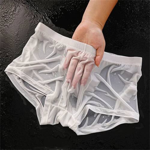Ultra Thin Ice Silk Boxers Underwear Men Semi-transparent Se